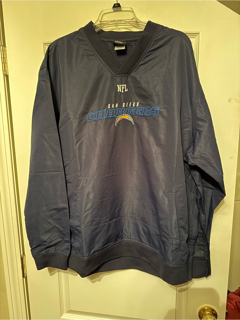 Vintage SD Chargers Mens NFL Pullover V-Neck Windbreaker Jacket Size XL Navy